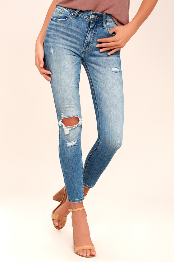 Cute Light Wash Jeans - Distressed Jeans - Skinny Jeans - Lulus
