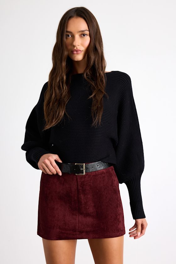 Axara Rust Red Suede Mid-Rise Mini Skirt 1