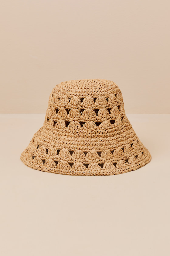 Clemma Tan Raffia Bucket Hat 1