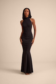 Sihana Black Halter Mermaid Maxi Dress 1