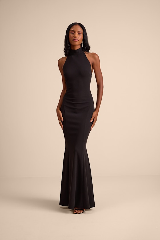 Sihana Black Halter Mermaid Maxi Dress 1