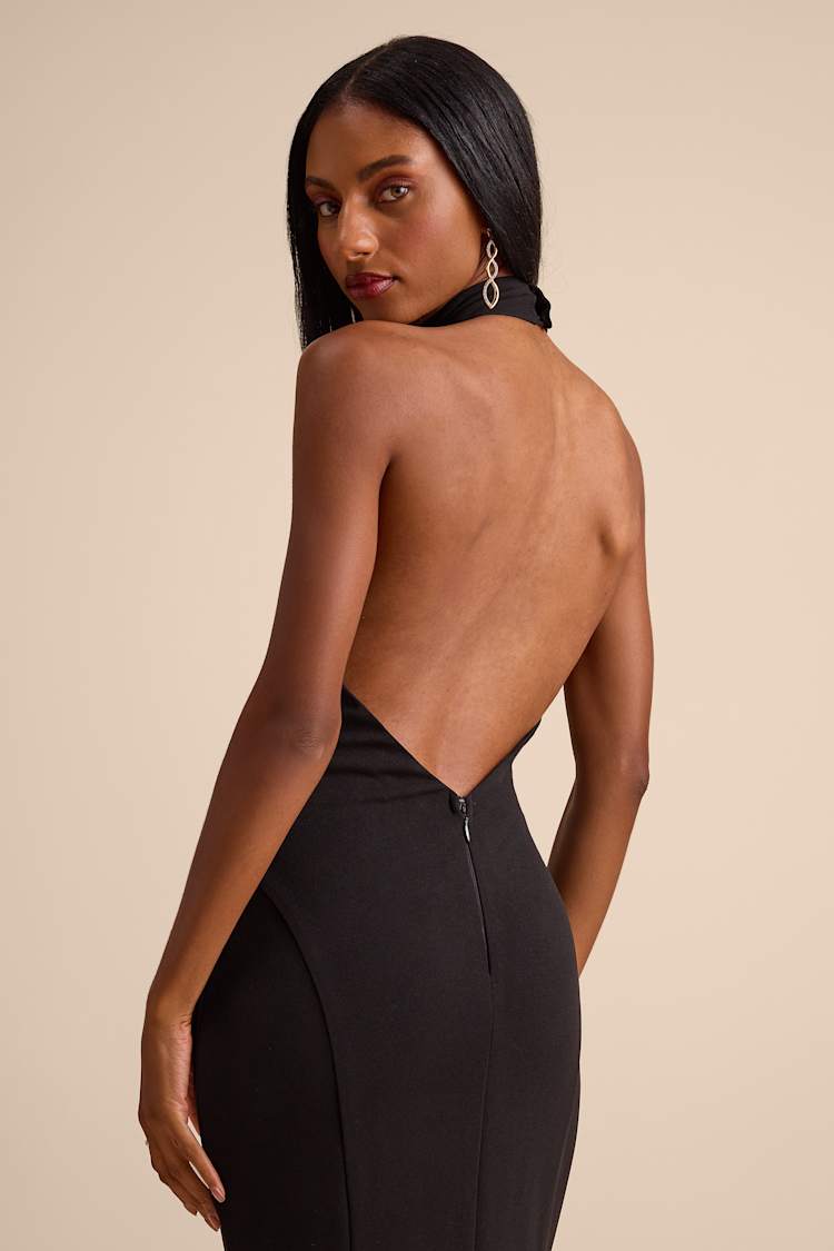 Sihana Black Halter Mermaid Maxi Dress