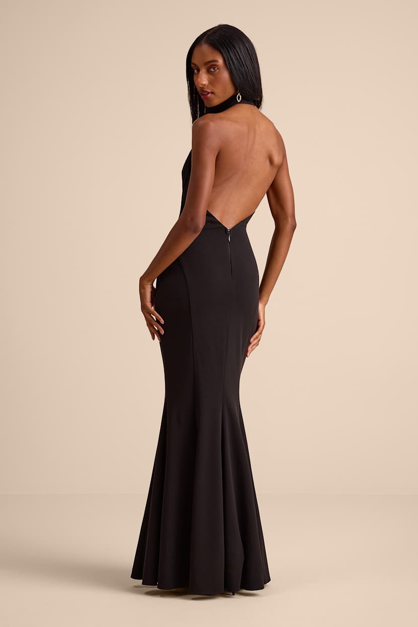 Sihana Black Halter Mermaid Maxi Dress