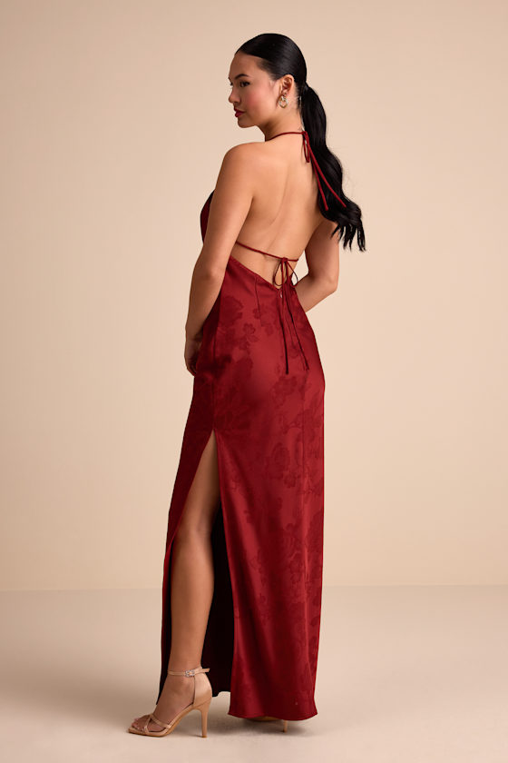 Rust Red Maxi Dress - Halter Slip Dress - Tie-Back Maxi Dress - Image 3