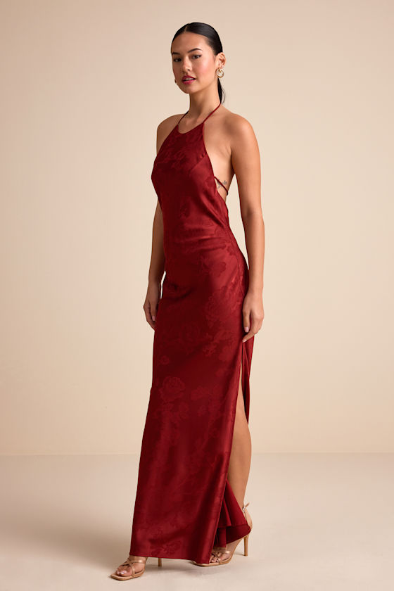 Rust Red Maxi Dress - Halter Slip Dress - Tie-Back Maxi Dress - Image 4