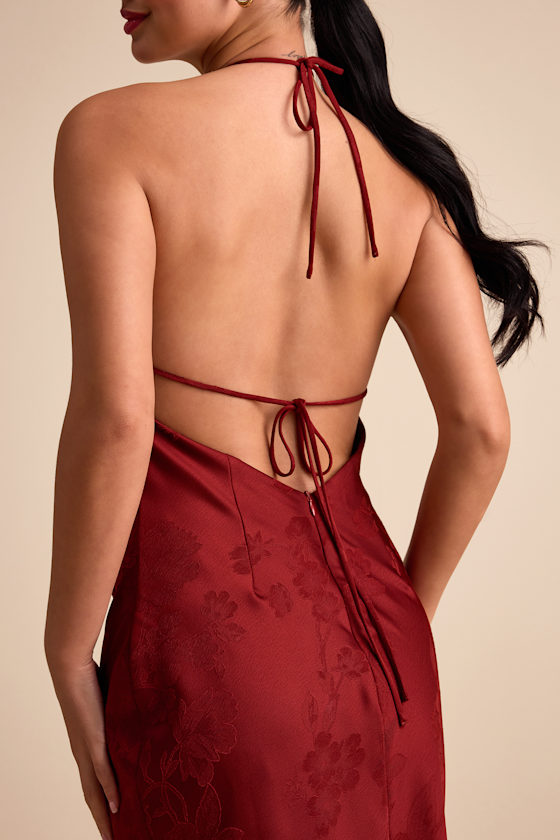 Rust Red Maxi Dress - Halter Slip Dress - Tie-Back Maxi Dress - Image 5