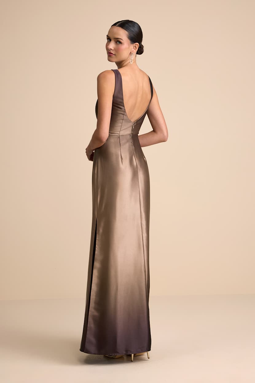 Brown Ombre Satin Sleeveless Maxi Dress | Womens | X-Small (Available in S, M, L, XL) | 100% Polyester | Lulus Brown Ombre Satin Sleeveless Maxi Dress | Womens | X-Small (Available in S, M, L, XL) | 100% Polyester | Lulus