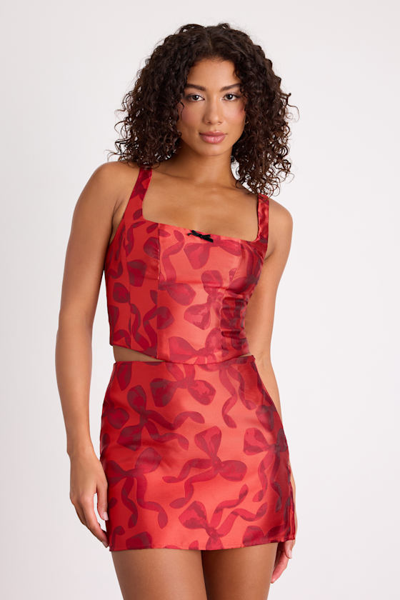 Kendra Red Bow Print Tank Top 2