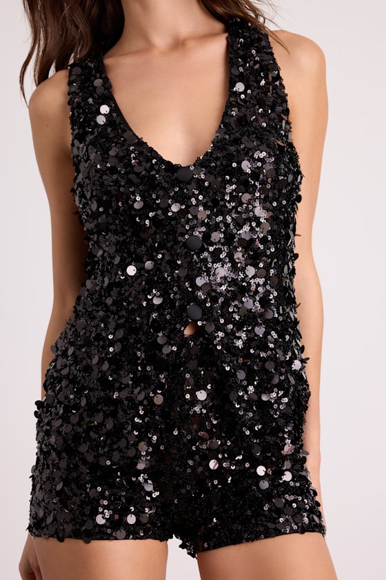 Viva Black Metallic Sequin Vest Top 2