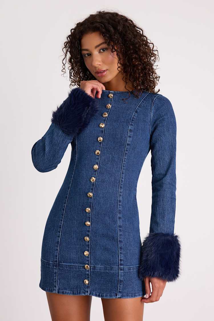 white christmas dresses DENIM DRESS main image 0
