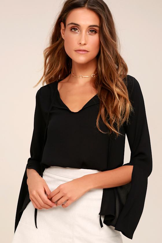 Chic Black Top Long Sleeve Top Long Sleeve Blouse Lulus