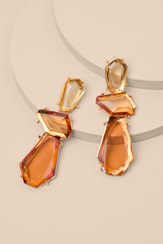 Rhoswyn Tan Rhinestone Drop Earrings 1
