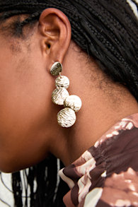 Liara Gold Textured Drop Statement Earrings 1