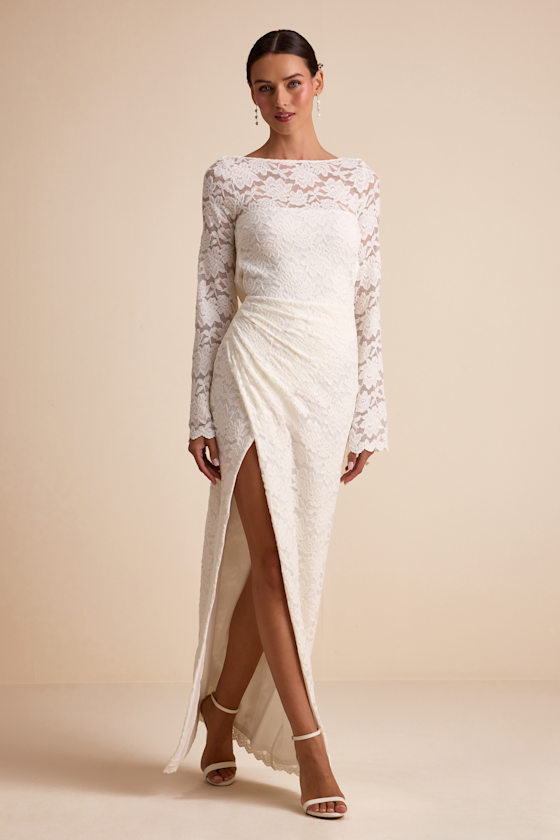 Lulus | Ivory Lace Cowl Back Maxi Dress | Womens | X-Large (Available in XS, S, M, L) | 100% Polyester Lulus | Ivory Lace Cowl Back Maxi Dress | Womens | X-Large (Available in XS, S, M, L) | 100% Polyester