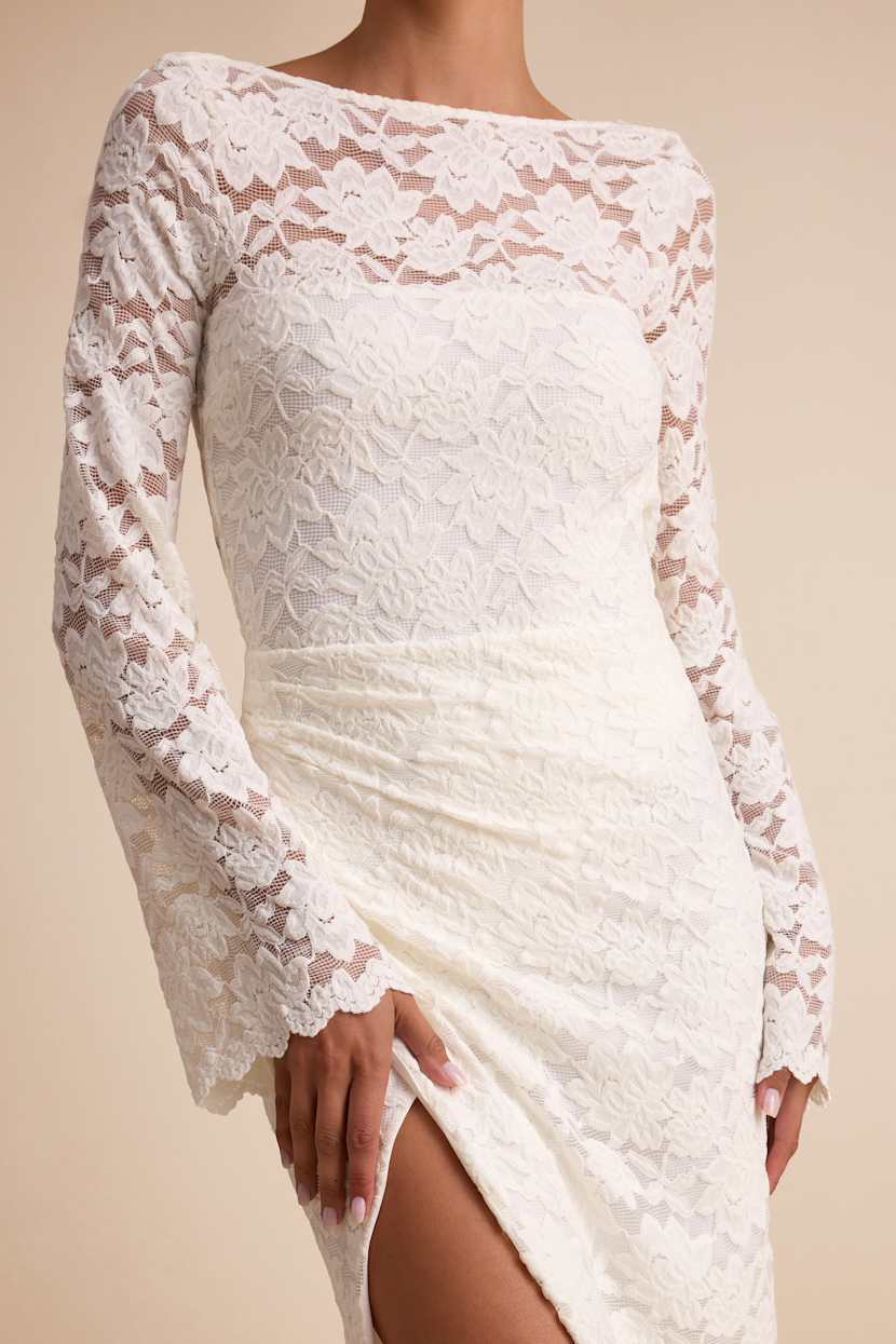 Lulus | Ivory Lace Cowl Back Maxi Dress | Womens | X-Large (Available in XS, S, M, L) | 100% Polyester Lulus | Ivory Lace Cowl Back Maxi Dress | Womens | X-Large (Available in XS, S, M, L) | 100% Polyester