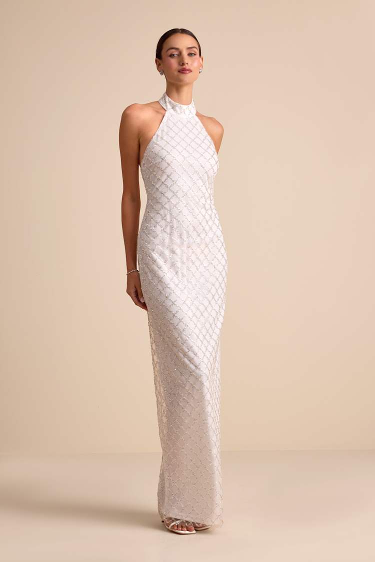 slim fit dress slacks Zapaka Women Sparkly White Long Prom Dress with Beading Basque Waist Sweetheart Sequins Mermaid Corset Party Dress with Cape, White / UK24 main image 1
