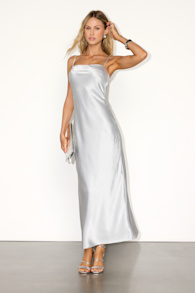 Hartley Silver Satin Tie-Back Maxi Dress 1