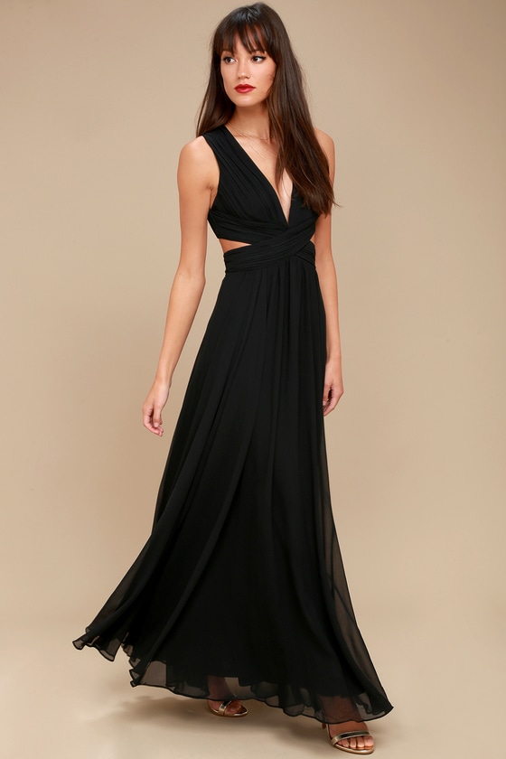 Lovely Black Dress - Cutout Maxi Dress - Maxi Dress