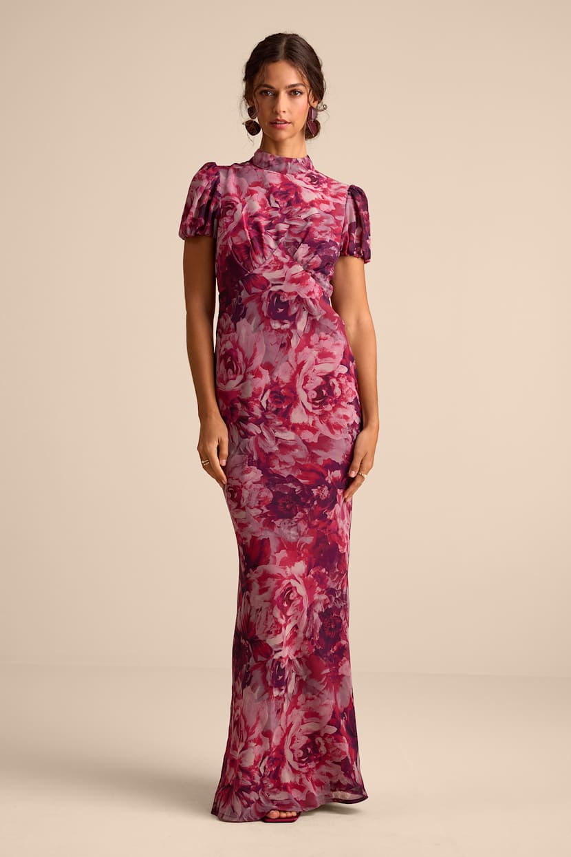 Langley Mauve Multi Floral Backless Maxi Dress