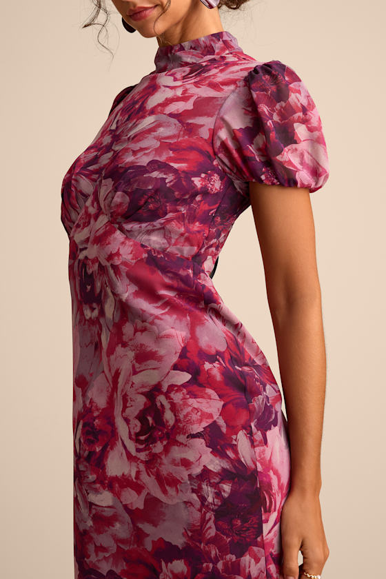 Lulus Langley Mauve Multi Floral Backless Maxi Dress In Purple