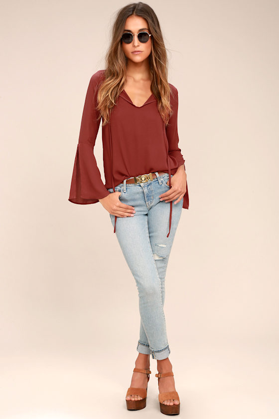 Carefully Curated Rust Red Long Sleeve Top 5
