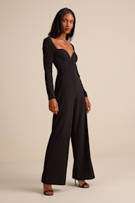 Eastyn Black Long Sleeve Straight Leg Jumpsuit 4
