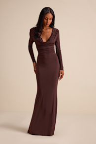 Jennifer Brown Jersey Knit Cowl Neck Maxi Dress 1