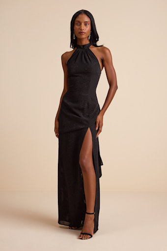Mikani Black Burnout Halter Maxi Dress 1