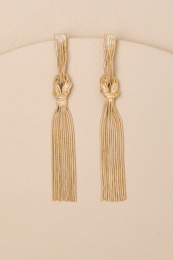 Vamika Gold Knotted Chain Drop Earrings 2