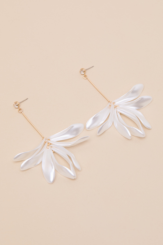Nadia White Floral Drop Earrings 2
