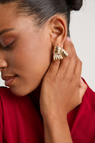 Bianna Gold Rhinestone Triangle Stud Earrings 1