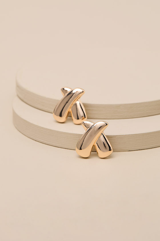 Lamiah Gold Crisscross Stud Earrings