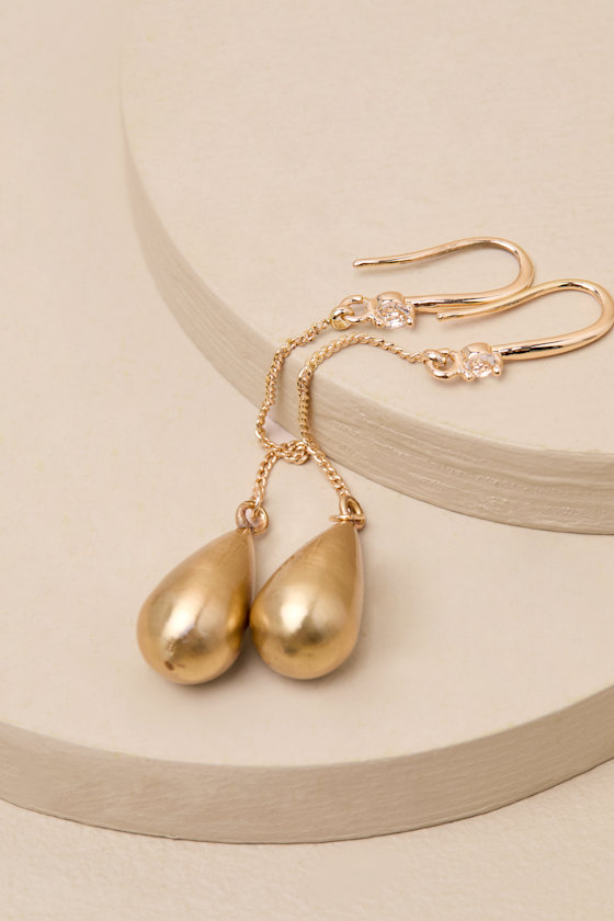 Denise Gold Rhinestone Chain Drop Earrings 2