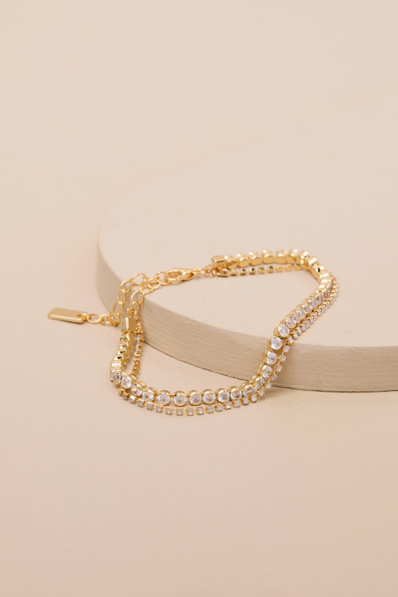 Sersah Gold Cubic Zirconia Layered Tennis Bracelet