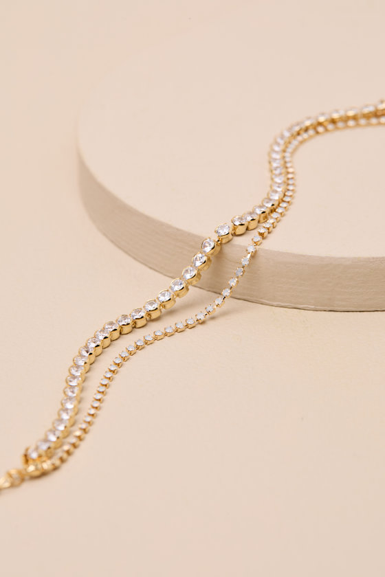Sersah Gold Cubic Zirconia Layered Tennis Bracelet - thumbnail 3
