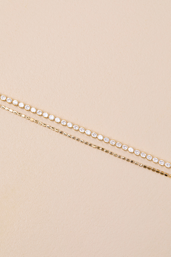 Sersah Gold Cubic Zirconia Layered Tennis Bracelet - thumbnail 5