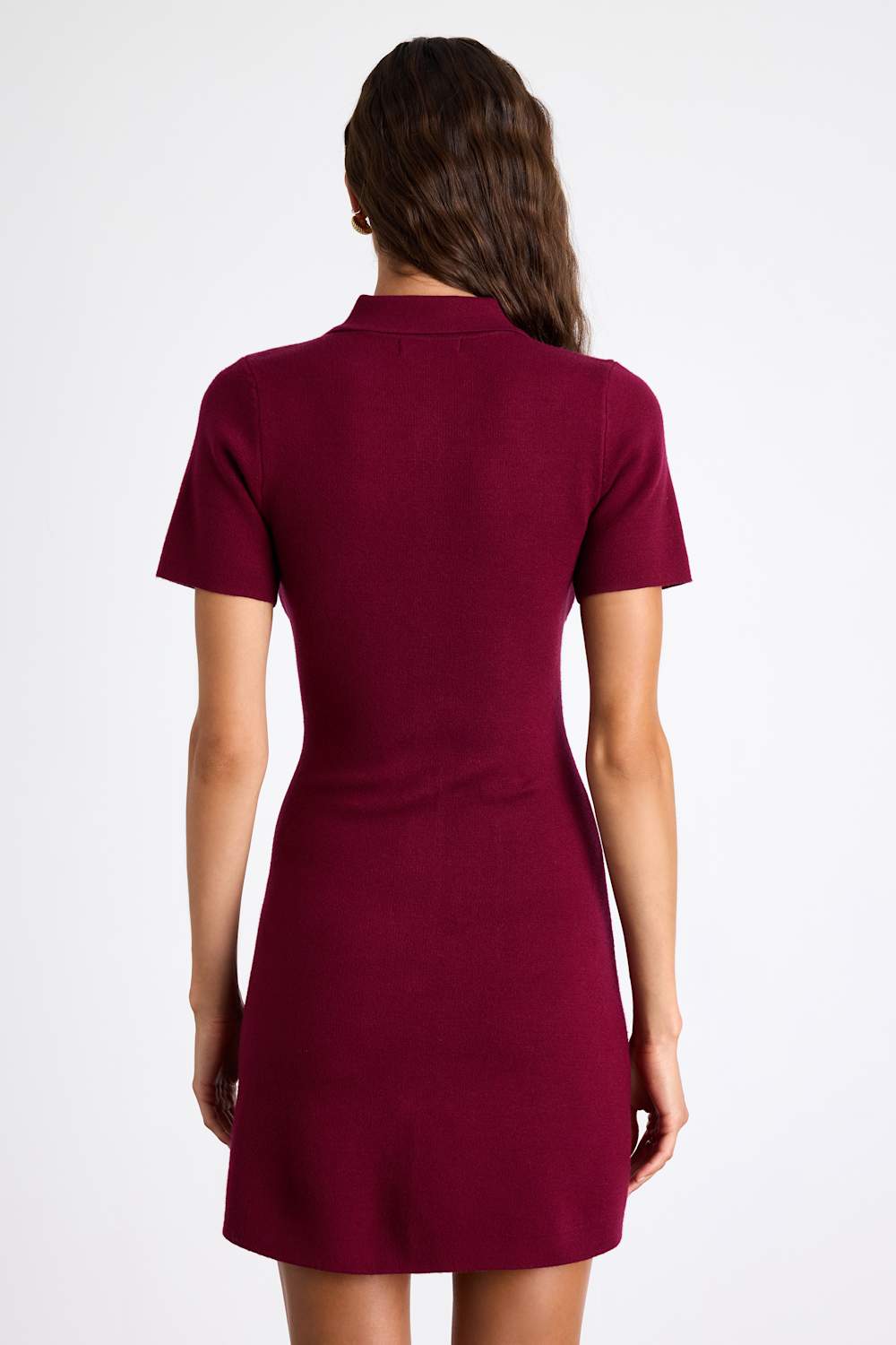 Posh Outcome Wine Red Short Sleeve Sweater Mini Dress