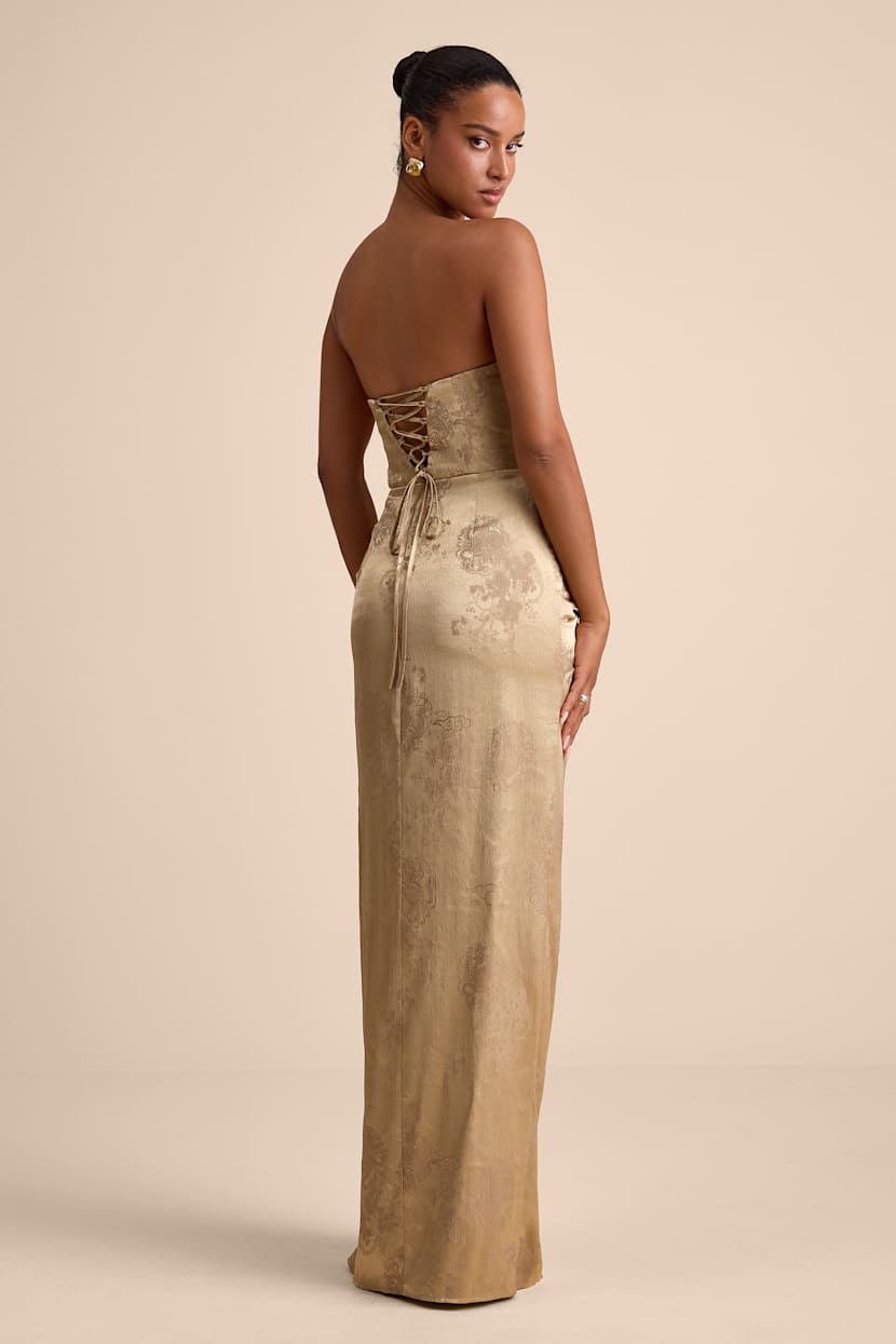 formal / gown gold dress Keyhole One-Shoulder Long Satin Prom Dress CDS454 Champagne Gold / 2
