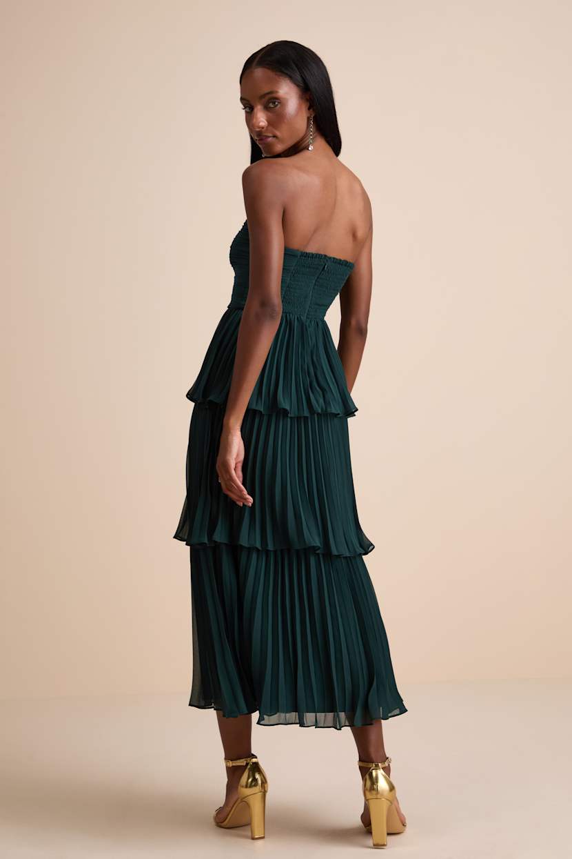 emerald green strapless puffy midi tulle dress Lulus | Seriously Sensational Tiered | Womens | X-Large (Available in XXS, XS, S, M, L) Pastel Prom Dresses | Collection:Burnt Baddie Maxi dress stretchy fabric allows custom Color:Mauve Pressed Petals