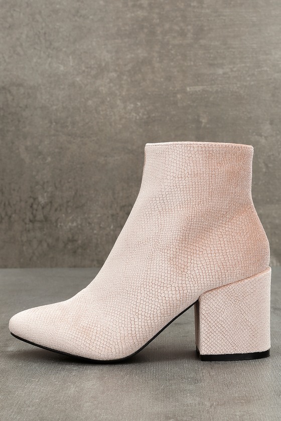 blush lace up booties
