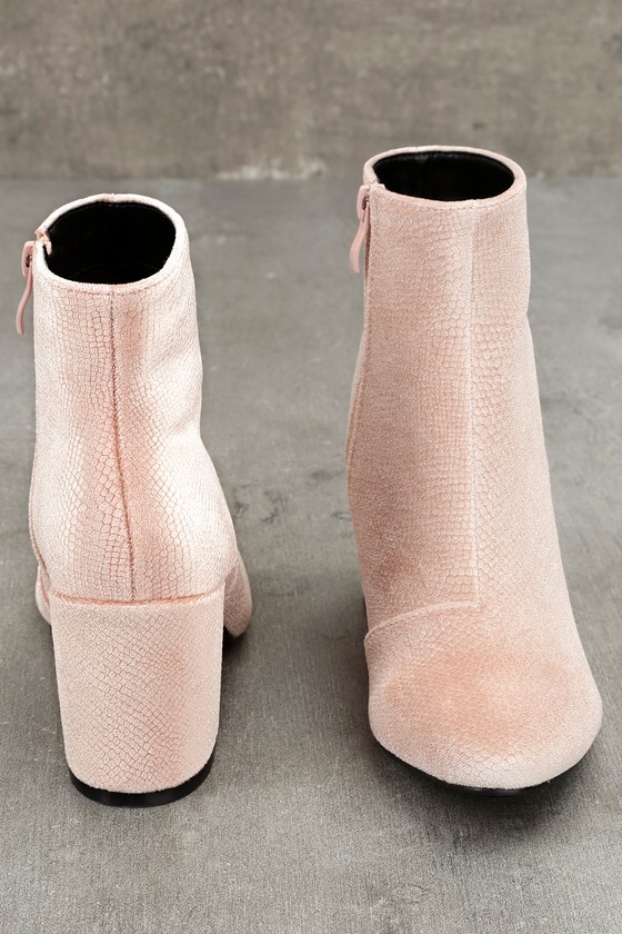 blush lace up booties