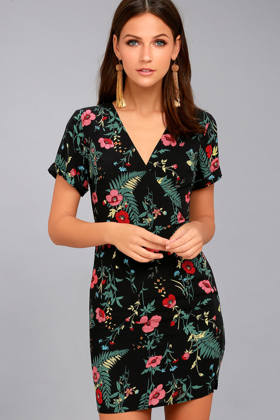 black floral dress short