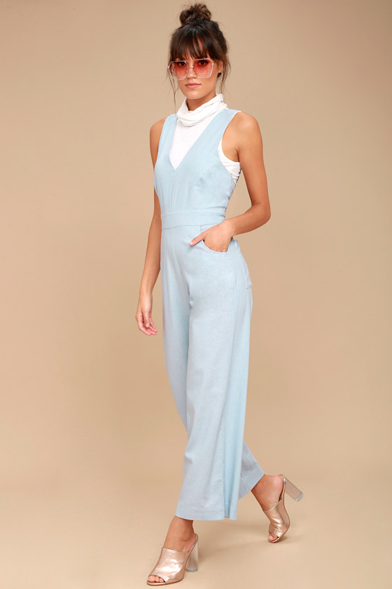 Rollas Old Mate Light Blue Wide-Leg Jumpsuit 2