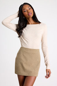 Jones Taupe Corduroy High-Rise Mini Skirt 2