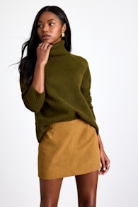 Rahlina Light Brown Suede Mid-Rise Mini Skirt 1