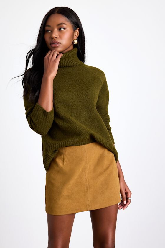 Rahlina Light Brown Suede Mid-Rise Mini Skirt 1