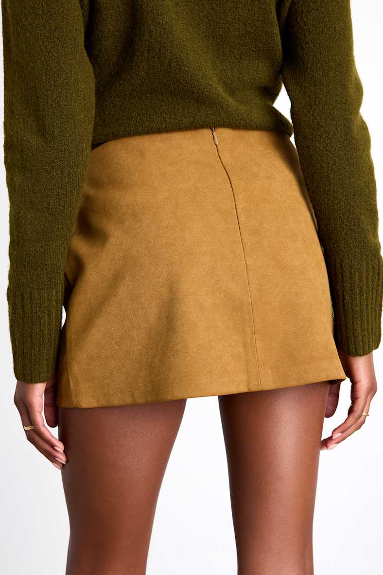 Rahlina Light Brown Suede Mid-Rise Mini Skirt