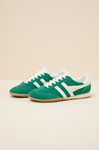 Sprinter Green and Off White Suede Lace-Up Sneakers 2