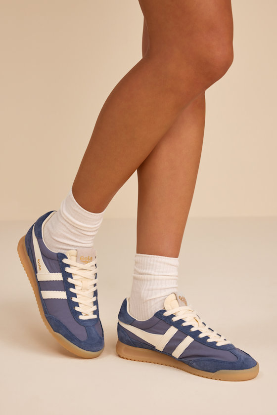 Firefly Moonlight and Off White Suede Lace-Up Sneakers 3