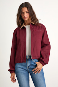 Haimi Burgundy Cotton Barn Jacket 1